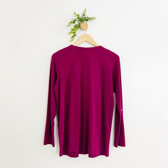 J Jill Plum Pleated Henley Long Sleeve Lagenlook Top - Picture 7 of 8
